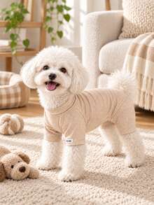 1PC Thickened, Warm Striped Pet One-Piece Suit-Warm, Thick, Soft, Comfortable, And Durable; Suitable For All Four Seasons And Can Be Worn Both Indoors And Outdoors; Perfect For Small And Medium-Sized Pets. - Pink - View 5