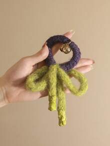 1pc Autumn/Winter Knitted Bow Plush Scrunchie Elastic Hair Tie Soft Ponytail Hair Rope Hair Accessory For Women Party Outing Daily Matching - Multicolor - View 6