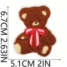 6pcs Curly Cartoon Cute Bear Embroidered Fabric Patch, Apple Bear Computer Embroidery Label, Brown Bear Patch Suitable For Clothes, Hats, Bags, Jeans, Shirts, ZLY Decorative Patch - Multicolor - View 7