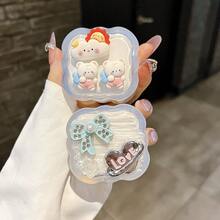 5件組適用於英國 20W TPU 波浪邊透明軟殼，可愛兔子太陽與雲朵設計雷射漸層色數據線保護套 - 雲朵小兔 - 查看 6