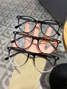 1pc Women's Vintage Leopard Print Round Frame Rivet Non-Prescription Glasses, Y2K Accessory, Fake Glasses, Suitable For Daily Commute, Back To School, Gaming, Christmas - A - View 11