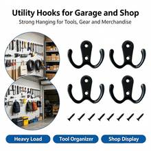 8pcs Black Double Layer Wall Mounted Coat Hooks, Metal Double Claw Hanging Hooks With Screws, Can Hang Hats, Robes, Bags, Towels, For Home Storage - Hook - View 3