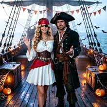 9-Piece Women's Pirate Costume Accessory Set Halloween Outfit Accessories Adult Set (Clothing Not Included) - Multicolor - View 5