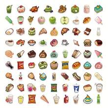 80pcs Candy, Beverage, Snack Stickers, Niche Food Creative Planner Decoration Stickers - White - View 2