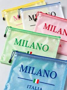 A4 Clear Mesh Storage Bag, Makeup Bag, Storage Bag Smooth Zipper, Visible Quick Find Design, Multipurpose Portable Organizer For Papers, Cosmetics, Small Gadgets, Ideal For Halloween, Thanksgiving, Holiday Party & Daily Use - Multicolor - View 5