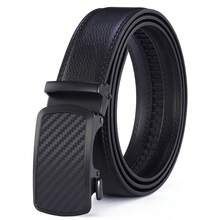 Men's Automatic Buckle Leather Belt Carbon Fiber Pattern Slide Buckle Casual Waist Belt Fine Stitching, Smooth Strap Suitable For BusineesCasual Wear - CY375 - View 11