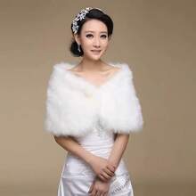 1pc Women's Pure White Faux Fur Shawl With Rhinestone Buckle, Elegant Warmth For Winter Wedding / Evening Dress, Luxurious Style For Snowy Scenes, Daily Cold Protection And Warmth - White - View 2