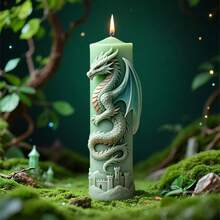 3D Dragon & Castle Silicone Candle Mold - Flexible & Reusable, Suitable For Making Candles, Soaps, Resin Casting And Home Decor, With Exquisite Details - Sold Individually - White - View 6