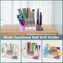 1PC Nail Machine & Nail Drill Holder 28 Holes Clear Drill Bit Plastic Stand For Desktop Storage, Skincare Storage, Gadget Storage, Professional Nail Tool Organizer And Storage Box (ABS) - Multicolor - View 4