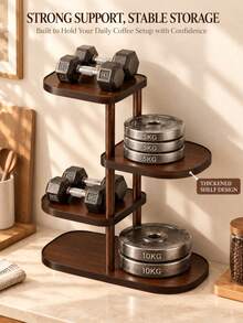 1pc Vintage Style 4-Tier Walnut Wood Storage Rack; Kitchen Coffee Cup Organizer; Living Room Glassware Storage Rack; Multi-Functional Countertop Storage Rack; Bathroom Cosmetics And Perfume Display Rack; Space-Saving Wine Glass And Mug Rack; Thickened, Sturdy, Durable Countertop Storage Solution - View 6