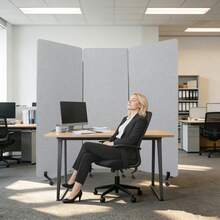 3-Panel Portable Office Divider For Room Partition Room Divider Sound-Repellent Privacy Panel With Wheels - Light Grey - View 5