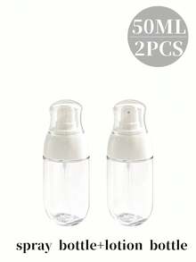 50ML Transparent Refillable Pump Bottle, Spray And Lotion Dual-Use Dispenser, Leak-Proof Screw Cap, Portable Cosmetic Container, Suitable For Home Bathroom, Vacation And Outdoor Travel - A - View 9