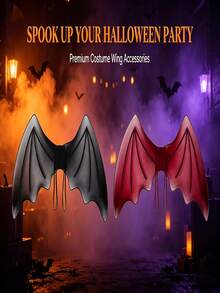 Devil Bat Wings Costume Accessory, Black And Red Mesh Devil Wings, Suitable For Halloween Cosplay, Party, Masquerade And Photography Props - Multicolor - View 2