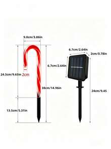 Christmas Candy Cane Solar String Lights, Waterproof Solar LED Ground Stake Lights, Auto Charging, 8 Hours Working Time, 8 Flashing Modes, Cute Candy Cane Shape, Suitable For Yard, Flower Bed, Pathway, Porch And Christmas Party Decoration - Multicolor - View 12