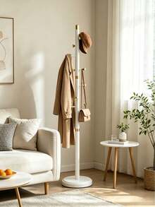 1 Pc Floor Standing Coat Rack, Metal Pole, Multi-Hook Design For Hanging Coats, Bags, Hats And Scarves,Entryway, Bedroom, Living Room, Cloakroom - Random Color - View 4
