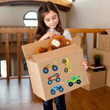 24pcs Monster Truck DIY Kids Stickers, Changeable Face Design To Create Your Favorite Truck Image, Parent-Child Interactive Puzzle Toy, Develops Children's Brain, Holiday Party Gift, Gift Packaging Sticker, Kindergarten Toy, Can Be Used For Home Decor, Stick On Table, Notebook, Balloon, Luggage, Refrigerator, Etc. - Mixed Color - View 5