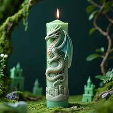 3D Dragon & Castle Silicone Candle Mold - Flexible & Reusable, Suitable For Making Candles, Soaps, Resin Casting And Home Decor, With Exquisite Details - Sold Individually - White - View 7