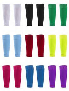 9 Pairs Unisex Multi-Color Solid Elastic Ribbed Breathable Sporty Footless Leg Warmers, Suitable For Football Outfits - Multicolor - View 4
