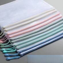 Morandi A4 Zipper File Bag, Thick Waterproof Transparent Document Storage Bag, Suitable For School And Office, Can Store Papers And Test Papers, In Stock. - Pink - View 2