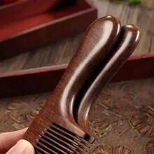 1pc Natural Wood Fine-Tooth Comb, Anti-Static, Reduces Hair Loss, Portable Design, Specially For Women With Long Hair - Multicolor - View 2