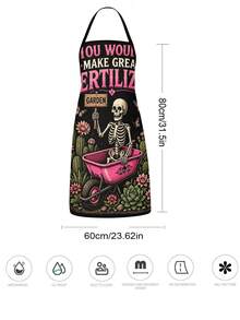 1pc/2pcs/4pcs New Linen Feel Halloween Skull Ghost Print Apron, Ghost Trick Or Treat Theme Apron, Lightweight Bib Apron For Halloween Party Dinner Cooking Costume - Multicolor - View 7