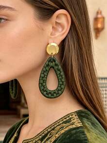 Betykuku 4 Pairs Bohemian Colorful Bamboo Woven Geometric Pendant Earrings Set - 4 Pairs Of Bamboo Woven - View 5