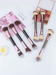 2-In-1 Double Ended Makeup Brush, Soft Fluffy Bristles, Ideal For Foundation, Eyeshadow & Concealer Application - Multicolor - View 7