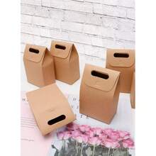 6pcs Kraft Paper Gift Bags With Window, Foldable Blank Paper Storage Bags, Small Decorative Accessory Universal Packaging Bags, Suitable For Easter, Halloween, Wedding, Birthday Party, Holiday Return Gifts, Handmade Small Items Storage, Multi-Scenario Universal - Multicolor - View 4