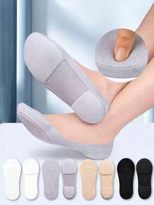 3/6 Pairs Women's Soft Sponge Bottom Cushioning Comfortable Casual Invisible Socks, Suitable For Any Shoe Type, Mother's Day Gift (Runs Small) - Multicolor - View 1