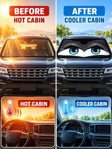 Windshield Sun Shade, Car Front Windshield Sun Visor, Sun Visor Protection, Foldable 190T Sun Visor, Keep Vehicle Cool - Interesting Eyes - View 6