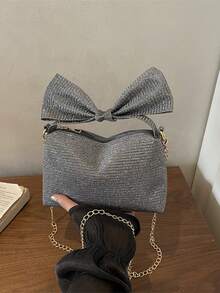 1PC New Minimalist Bowknot Handbag & Crossbody Bag, Casual Elegant Style, Zipper Design, Adjustable Shoulder Strap, Suitable For Daily Outings, Travel, Can Easily Hold Daily Essentials, Versatile Item For Girls, Applicable To Various Styles And Occasions - Multicolor - View 7