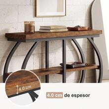 Mueble Recibidor de Entrada con 3 Niveles, Credenza Recibidor Estilo Industrial Vintage, Mesa Consola Auxiliar para Sala y Pasillo, Estructura de Metal Curvo Reforzado, 105 x 30 x 80 cm - Marrón - Ver 7