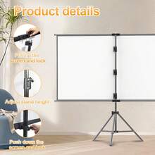 YJMOYE 80-Inch Projection Screen With Stand, 16:9 Portable HD 4K PVC Projector Curtain, Tripod Projection Screen With Carrying Case, Suitable For Home And Outdoor Movie Nights, Wrinkle-Free - View 6
