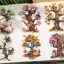 12pcs Creative Forest Library Theme Stickers, Vibrant Colors & Exquisite Illustrations, Multi-Functional Scrapbook Stickers For Decorating Art Journals, Card Making, Handmade Art DIY Stickers, Holiday Gift - Sticker - View 7