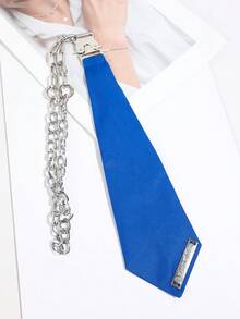 1pc Metal Nameplate Chain Buckle Women's Tie-Free Collar Accessory, Sweet & Cool Y2K Preppy Punk Style Shirt Accessory - Multicolor - View 8