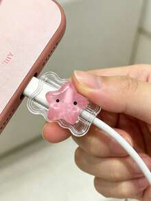 Cute Star Cable Protector Cartoon Star Data Cable Protector, Cartoon Cute Charging Cable Anti-Breakage Protector, Durable Charging Cable Anti-Fracture Protective Shell, Anti-Scratch Anti-Drop, Protect Data Cable From Damage, Charger Cable Protective Sleeve; Suitable For Students, Girls, Anime Fans, Home, Office, Commute, Daily Charging Use, Storage And Display - Multicolor - View 5