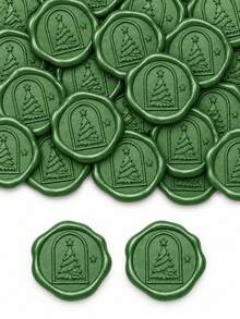 20/30/60pcs Christmas Wax Seal Stickers, Invitation Envelope Seal Stickers, Self-Adhesive Wax Seal Stickers, Suitable For Christmas, Party, Envelope, Gift Packaging - Christmas Tree 2 (Green) - View 2