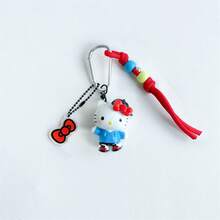 Miniso Sanrio Characters Street Style Keychain With Carabiner, Beaded Rope Strap And Mini Charm For Handbag Backpack Tote Bag, Birthday Christmas Gift - Style 1 - View 6