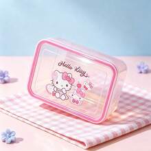 Miniso Sanrio Characters Series Rectangular Four‑Side Buckle Food Storage Box, Hello Kitty Printed Airtight Lunch Container, Leak‑Proof Fresh‑Keeping Box, Portable Holder For Fridge, Student & Kitchen‑1pc - View 3