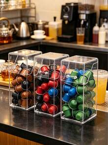 Clear Acrylic Flip‑Lid Dispenser Storage Box, Dust‑Proof Countertop Organizer For Coffee Shop Bar, Suitable For Straws, Coffee Capsules, Desktop Storage Container For Home & Commercial Use - Multicolor - View 10
