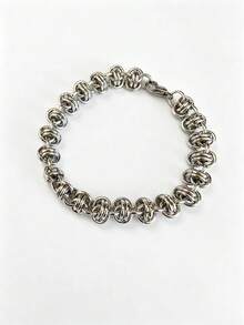 1/4 piezas Pulsera de cadena de acero inoxidable gruesa, pulsera de cadena de clip de papel de acero inoxidable 304 hecha a mano, textura pulida, pulsera personalizada en capas, regalo de joyería adecuado para hombres y mujeres - Pulsera hecha a mano - Ver 8