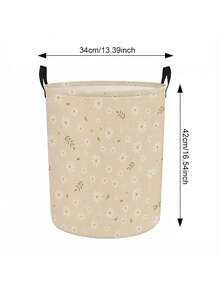 Daisy Flower Pattern Dirty Clothes Basket, Rural Style Home Decor Cylindrical Storage Basket, Printed With Daisy And Flower Patterns, Multi-Purpose Storage Box For Clothes, Jewelry, Books, Etc., Suitable For Bedroom, Living Room, Gift For Friends And Family On Halloween, Birthday, Festival, Christmas - Multicolor - View 11