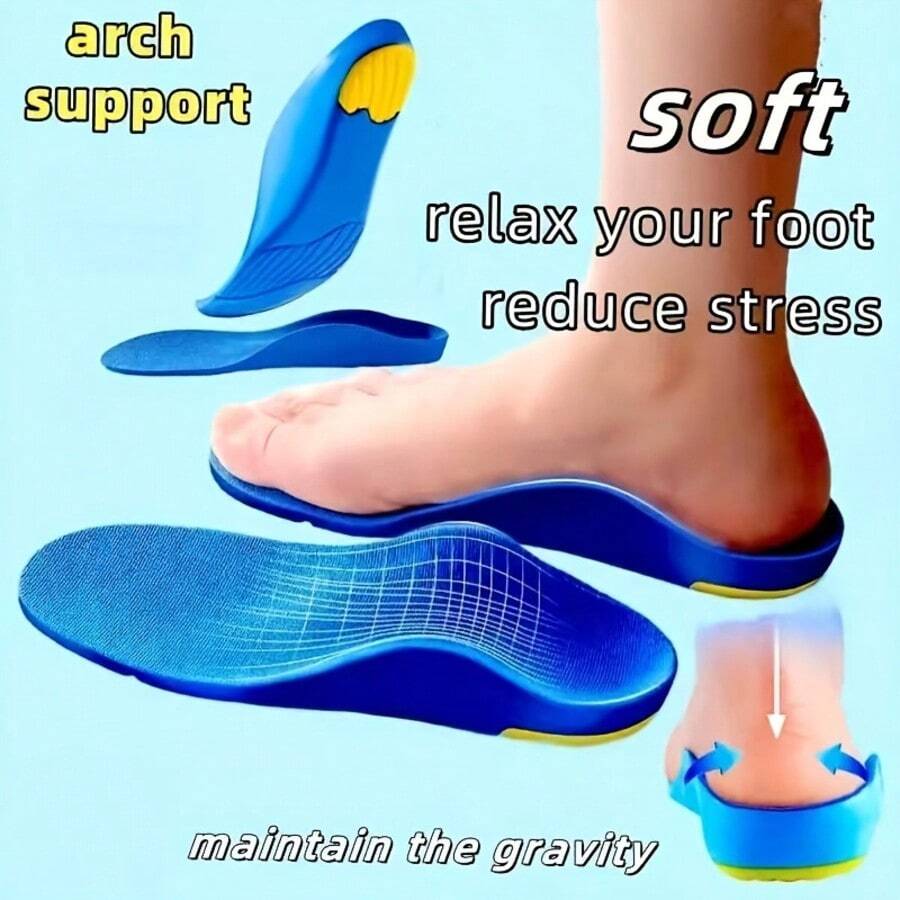 1 Pair Arch Support Insoles, Unisex Arch Support Massage Shoe Pads, Shock Absorbing Running Sports Shoe Insoles, Work Boot Insoles, Suitable For Long Standing - Multicolor - View 1