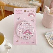Miniso Series Double‑Sided Folding Compact Mirror, Square & Round Shapes For Option, Cute Cartoon Pocket Makeup Mirror, Portable Mini Hand Mirror For Handbag, Travel & Daily Makeup Touch‑Up‑1pc - Multicolor - View 3
