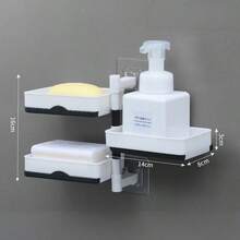 Giá đựng xà phòng xoay 2/3/4 tầng, khay đựng xà phòng thoát nước gắn tường phòng tắm, kệ lưu trữ sáng tạo không cần khoan cho gia đình - Kệ đựng xà phòng - Xem 13