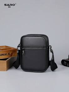 saroxi 1pc Men's Crossbody Bag, Side Pocket Bag, Shoulder Bag, Square Pouch Bag, Multi-Functional For Commuting And Casual, Minimalist Style Black Phone Bag, Gift For Men - Multicolor - View 12