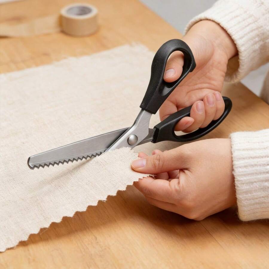 2pcs/Set Multi-Function Wavy Tailoring Scissors And Multi-Function Hook Combination Set, Essential Home Serrated Wavy Scissors, Sharp Blade Sewing Cutting Tool - Multicolor - View 1
