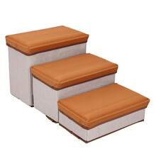 Dog Stairs With Sofa Storage, 3-Step Foldable Pet Stairs With Storage And Non-Slip Surface - Coffee Brown - View 7