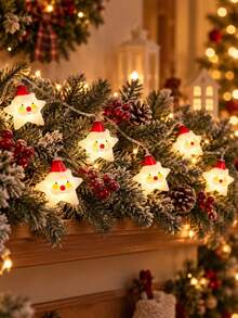 1pc Christmas Star LED String Lights, Battery Powered, 10/20 LED Beads, Creative Santa Claus And Star Design, Suitable For Bedroom, Living Room, Door/Window, Party Decoration, Create Christmas Party Atmosphere, Also A Beautiful Christmas Gift. - Multicolor - View 6