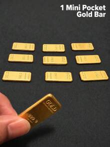Mini Fake Gold Bar Set, Realistic Gold Ingot Decor, Photography Prop, Mini Model, Miniature - Multicolor - View 13